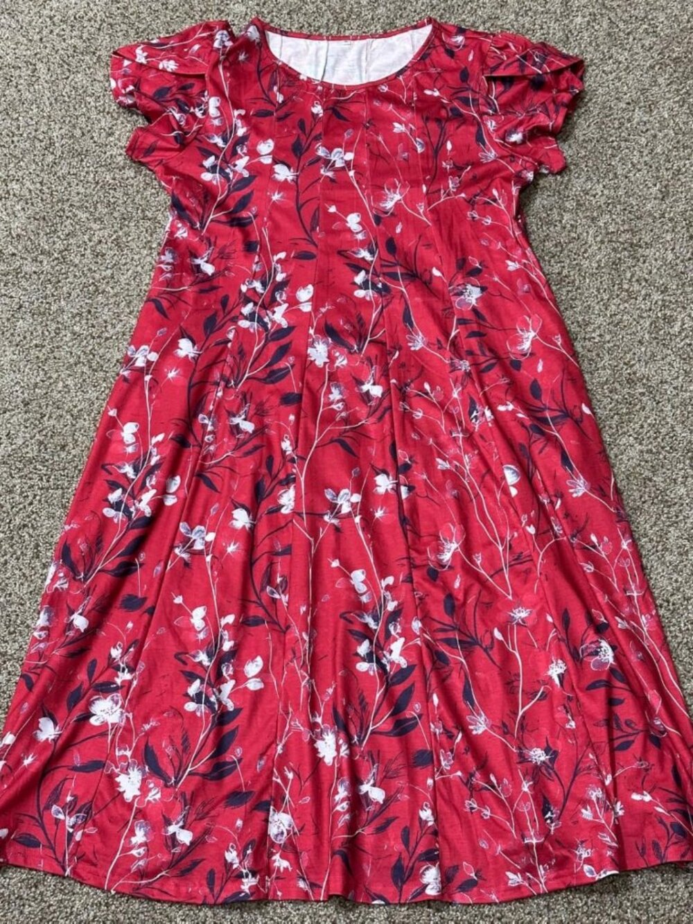 Womens Red Summer Floral Dress